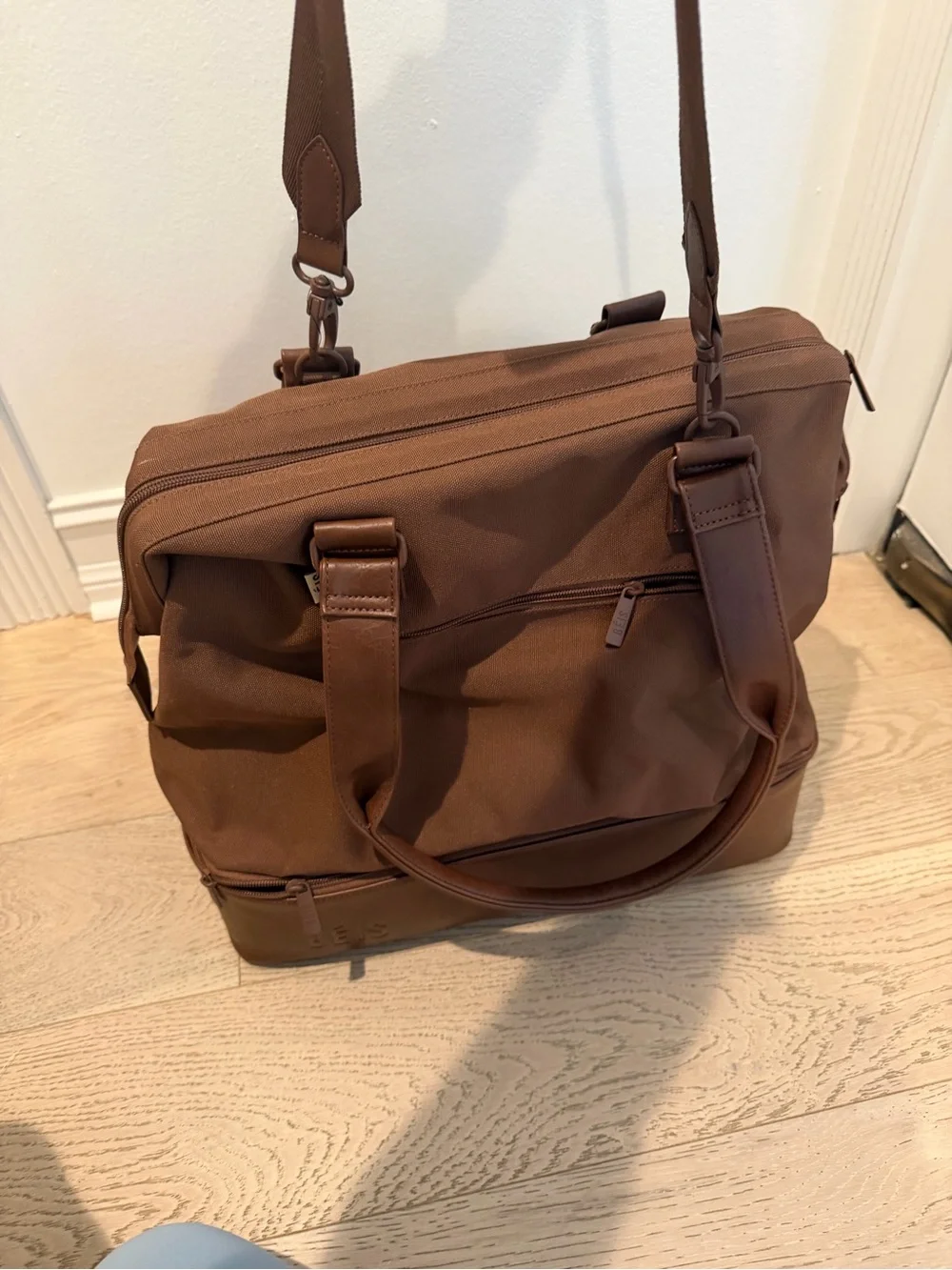 BEIS Brown Travel Briefcase with Adjustable Shoulder Strap